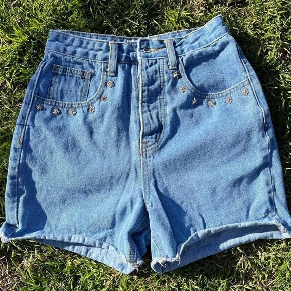 Blue Star-Studded Princess Polly “Mom” Shorts - Picture 1 of 7